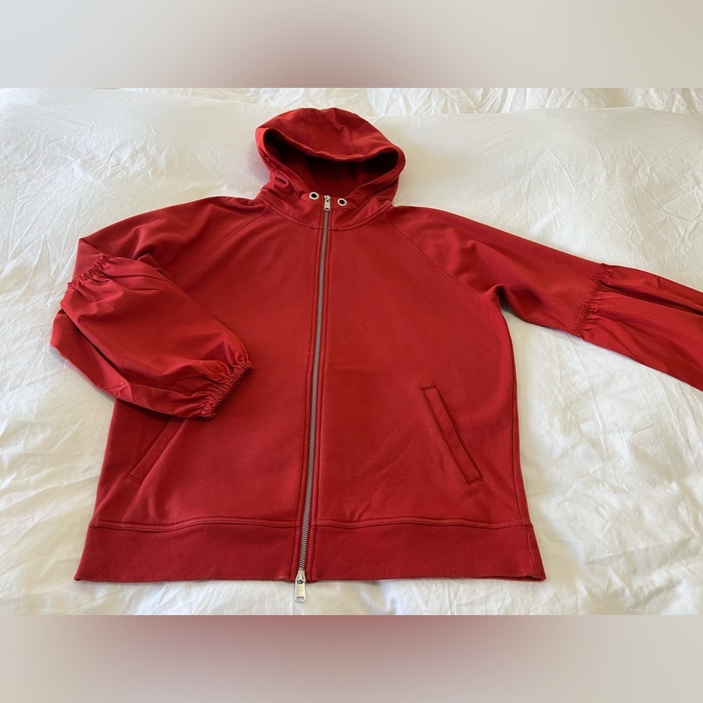 Athleta | Women’s SZ M | Red Rust On My Way Triumph Hoodie Puff Sleeve